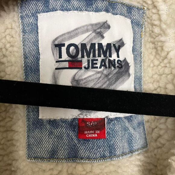 Tommy Hilfiger Worker Light Blue Denim Jacket Sherpa Collar Size Small - Picture 5 of 8